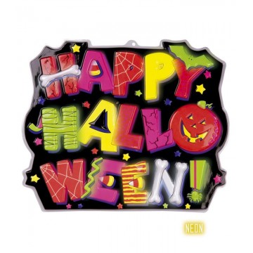Placa Happy Halloween 3D NEON