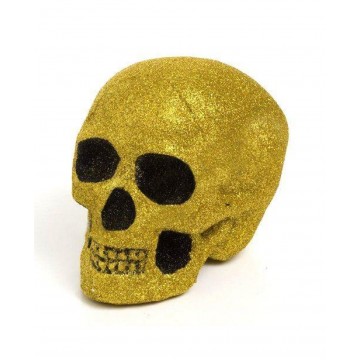 Caveira com Glitter Dourado