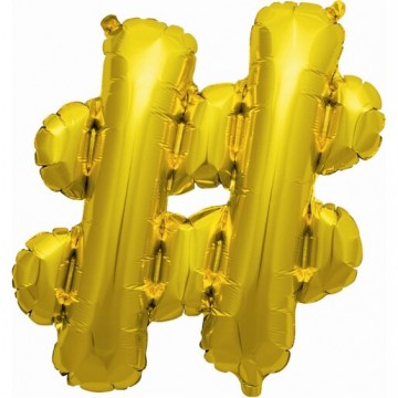 16'' Balão Foil Hastag Dourado