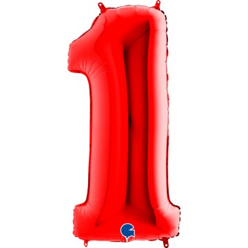40" Balão Foil Nº 1 Vermelho