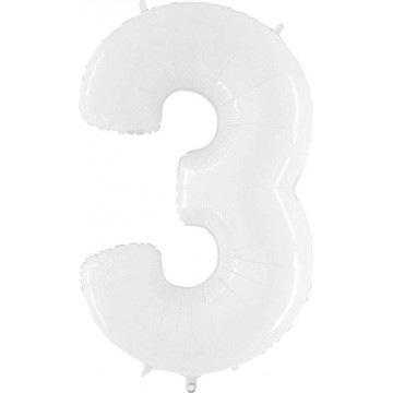 40" Balão Foil N.º 3 Branco