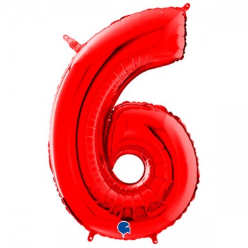 26" Balão Foil N.º 6 Vermelho