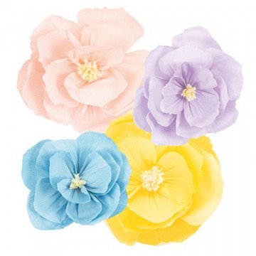 4 Flores de Papel Pastel