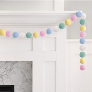 Guirlanda Pompons Cores Pastel