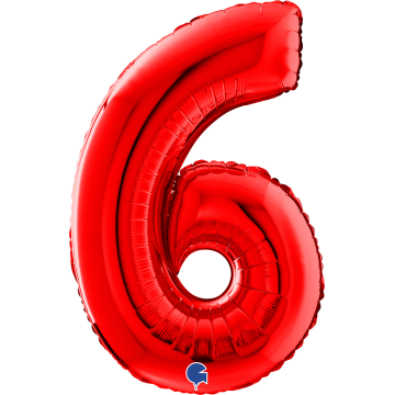 14" Balão Foil N.º 6 Vermelho