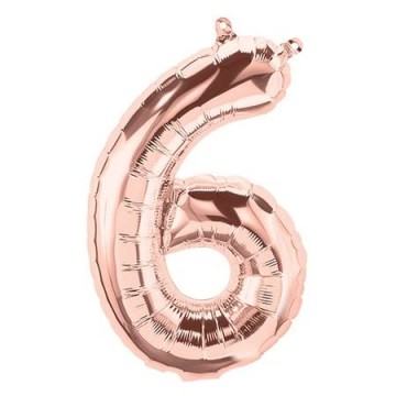 16" Balão Foil Nº 6 Rose Gold