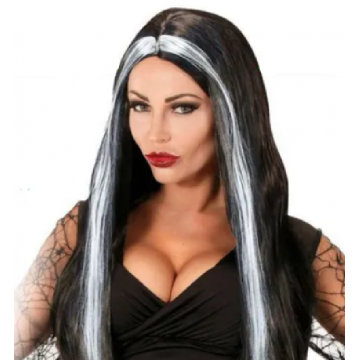 Peruca Lisa Preta com Mecha...