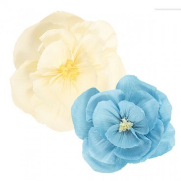 2 Flores de Papel Azul/Marfim