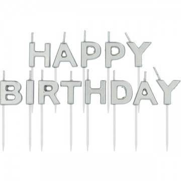 Velas "Happy Birthday" Prata