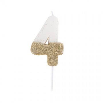 Vela N.º 4 Branco E Dourado...