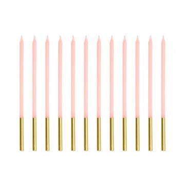 12 Velas de 14cm. Rosa...