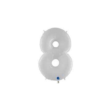40" Balão Foil N.º 8 Branco