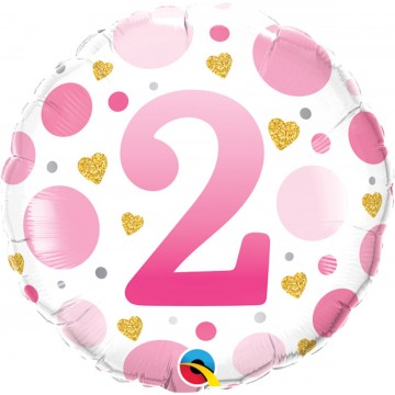 18" Balão Foil 2 Bolas Rosa
