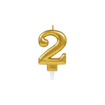 Vela número 2 dourada 