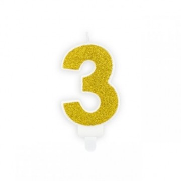 .Vela Nº 3 Dourado Brilhante