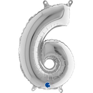 14" Balão Foil Nº 6 Prata