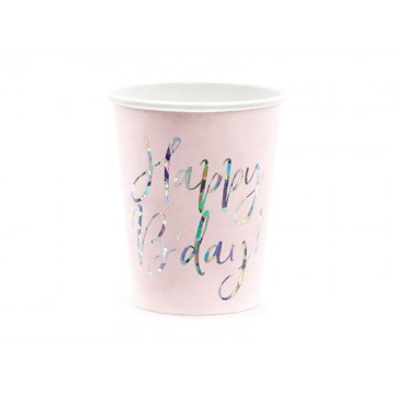 Copos de papel rosa "Happy...