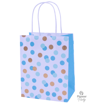 Sacos de papel azul e dourado 