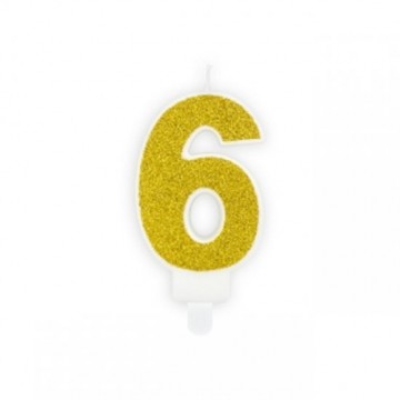 Vela Nº 6 Dourado Brilhante