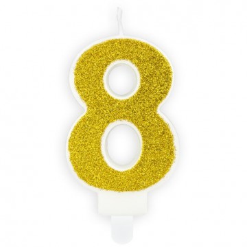 Vela Nº 8 Dourado Brilhante