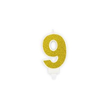 Vela Nº 9 Dourado Brilhante