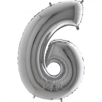 40" Balão Foil Nº 6 Prateado